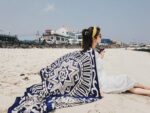 Premium Quality Cotton Tassel Blue Tiger Long Scarf