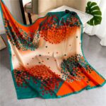 Silk Small Square Scarf Leaves
