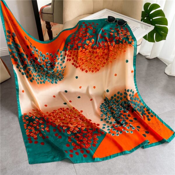 Silk Small Square Scarf Leaves