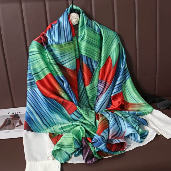 Silk Satin Green Long Scarf
