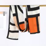 Color Premium Quality Viscose plaid white orange Long Scarf - Image 2