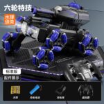 Baby Toy Six-wheel stunt tank remote control  can launch rechargeable light music gesture induction purple