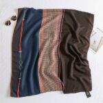 Premium Quality Cotton and Linen Long Scarf Blue Brown