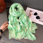 Premium Quality cotton and linen rhombus Long Scarf Green