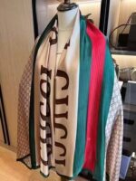 Silk Mulberry Silk Long Gucci Scarf Gg three-color bar
