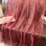 Elegant Wine red floral Transparent Thin Silk Printing Long Scarf