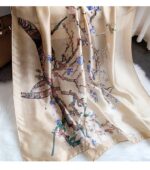 Silk Satin Khaki Long Scarf - Image 3
