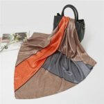 Silk Small Square Scarf Orange stitching
