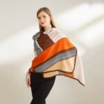 Silk Satin women's printed Long Scarf orange - Image 3