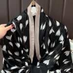Silk Satin black Long Scarf