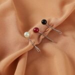 No Snag U Shaped Hijab Pin Pearl 12 pcs Set Black and white - Image 2