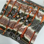 Silk Small Square Scarf Olive green