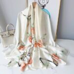 Silk Satin rice white Long Scarf