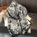 Silk Satin Vintage Flowers Long Scarf