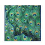 Silk Satin Blue eyes Peacock Feather Western Style Long Scarf - Image 3