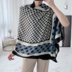 Color Premium Quality Viscose gray coffee Long Scarf Square blue
