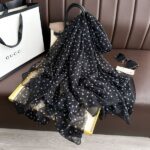 Elegant black wave dot Transparent Thin Silk Printing Long Scarf - Image 4