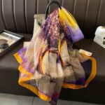 Transparent Thin Silk Purple Fortune Tree Long Scarf - Image 3