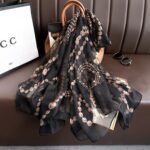 Transparent Thin Silk Black Pearl Long Scarf - Image 2