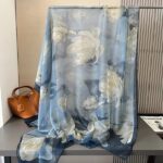 Elegant Ink orchid Transparent Thin Silk Printing Long Scarf