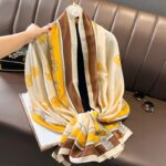 Silk Satin Yellow Western Style Long Scarf - Image 4