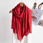 Silk Satin Long Scarf Red