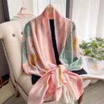 Silk Satin Pink Long Scarf - Image 2
