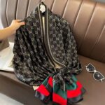 Silk Satin Long Scarf Dior Black