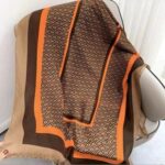 Silk Satin Orange and Coffee Long Scarf