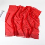 Elegant Fiery red and wishful Transparent Thin Silk Printing Long Scarf - Image 5