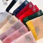 All Dress match Silk High-end Beaded Thin Long Scarf Khaki - Image 2