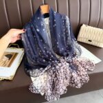 Elegant Colorful Pink bubbles Transparent Thin Silk Printing Long Scarf - Image 3
