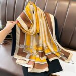 Silk Satin Yellow Western Style Long Scarf - Image 5