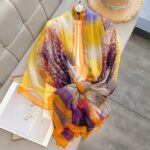 Transparent Thin Silk Purple Fortune Tree Long Scarf - Image 2