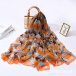 Transparent Thin Silk Orange Long Scarf - Image 4