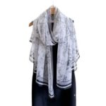Transparent Thin Silk lace flower white Long Scarf