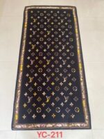 Silk Satin Long Scarf Flower Black - Image 3