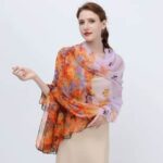 Transparent Thin Silk Butterfly Love Flower Long Scarf
