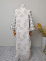 Women's Dress Kaftan Tassel Leaf Georgette Embroidery White - Image 4