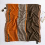 Premium Quality Cotton and Linen Long Scarf Orange Brown - Image 5