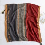Premium Quality Cotton and Linen Long Scarf Red and Gray