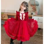 Winter Girls Heavy Corduroy Splicing Mesh Princess Dress