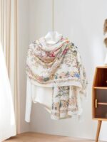 Color Premium Quality Cotton and Linen Prosperous white Long Scarf - Image 2