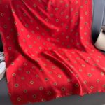 Silk Satin Long Scarf Red - Image 3