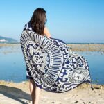 Premium Quality Cotton Tassel Blue Tiger Long Scarf - Image 2