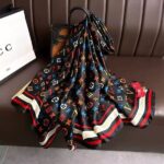 Silk Satin Long Scarf Black
