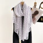 Elegant White polka dots Transparent Thin Silk Printing Long Scarf