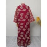 Women's Dress Kaftan Tassel Leaf Georgette Embroidery Maroon - Image 4
