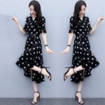 Tight Waist Women's Dress Jersey Elegant & Classy Look Black