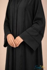 Midnight Elegance V-Neck Abaya – Dubai Cherry Fabric - Image 6